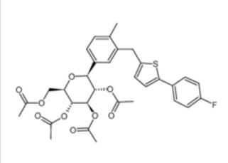 (2R,3R,4R,5S,6S)-2-(acetoxymethyl)-6-(3-((5-(4-fluorophenyl)thiophen-2-yl)methyl)-4-methylphenyl)tetrahydro-2H-pyran-3,4,5-triyl triacetate  866607-35-4