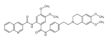 N-[2-[[4-[2-(6,7-dimethoxy-3,4-dihydro-1H-isoquinolin-2-yl)ethyl]phenyl]carbamoyl]-4,5-dimethoxyphenyl]quinoline-3-carboxamide  206873-63-4