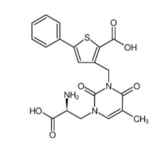 1(2H)-Pyrimidinepropanoic acid, α-amino-3-[(2-carboxy-5-phenyl-3-thienyl)methyl]-3,4-dihydro-5-methyl-2,4-dioxo-, (αS)-  936095-50-0